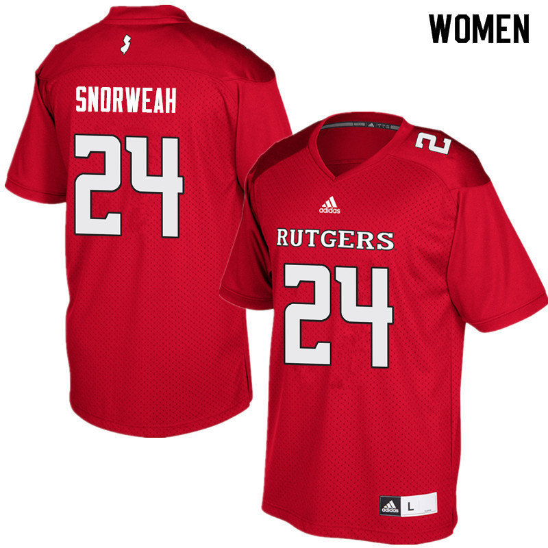 Women #24 Charles Snorweah Rutgers Scarlet Knights College Football Jerseys Sale-Red